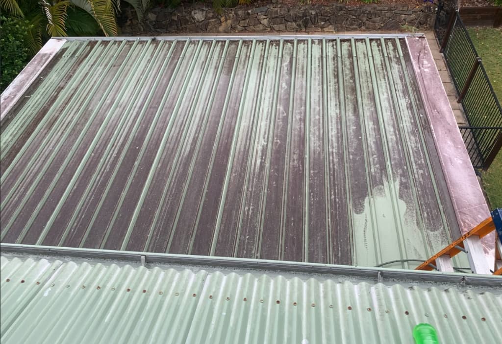 Metal Roof Soft Wash Restoration - Before